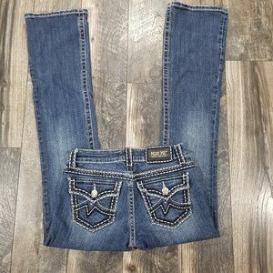 Miss Me Irene Boot Cut 27 Jeans Flap Pocket Buckle